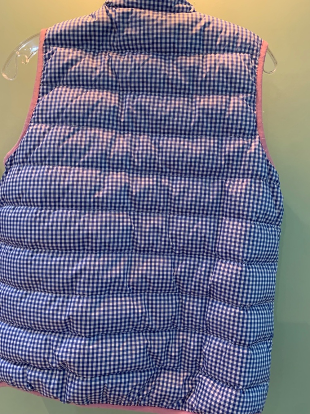 J McLaughlin Violet/Navy Blue Gingham Reversible Down Vest - Picture 3 of 9